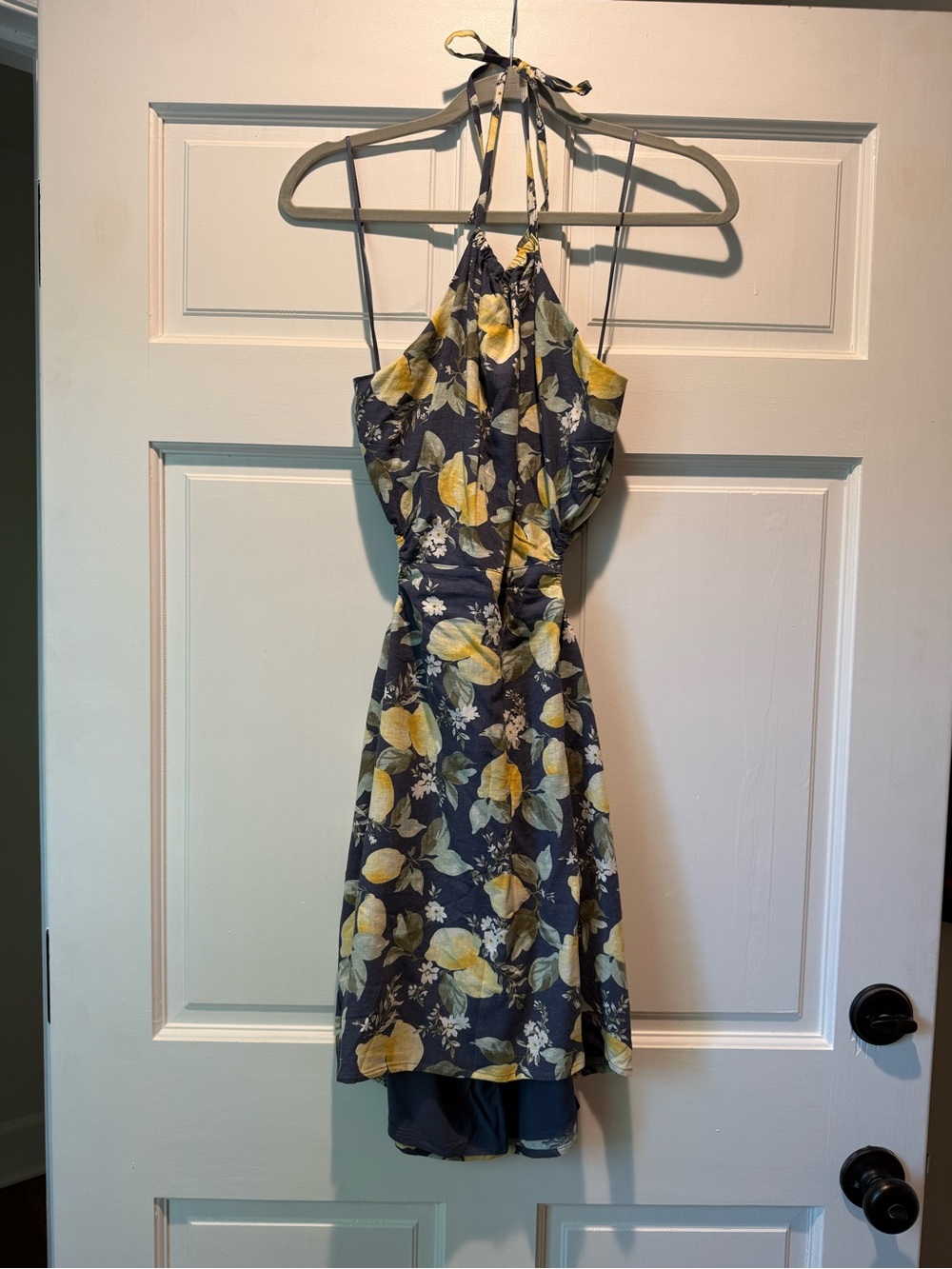 Abercrombie & Fitch Navy Halter Dress with Yellow Floral Print